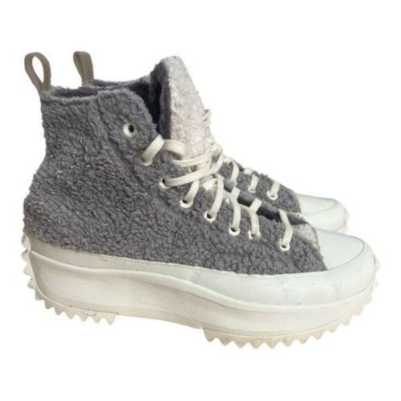 Converse Run Star Hike High Grey Sherpa Vapor Mauve Shoes 172202C Size M/8 W/9.5 - Picture 3 of 11